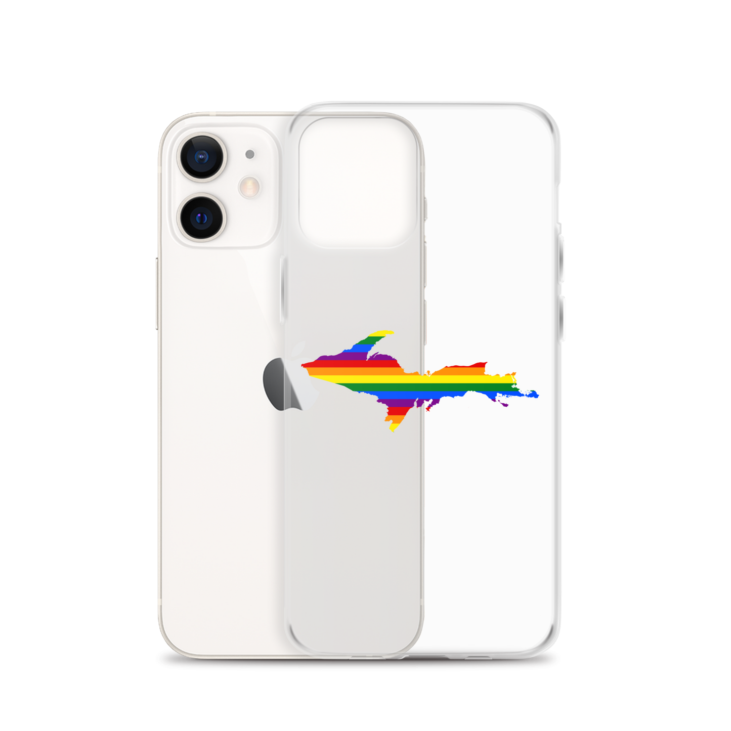 Michigan Upper Peninsula Clear iPhone Case (w/ UP Pride Flag Outline)