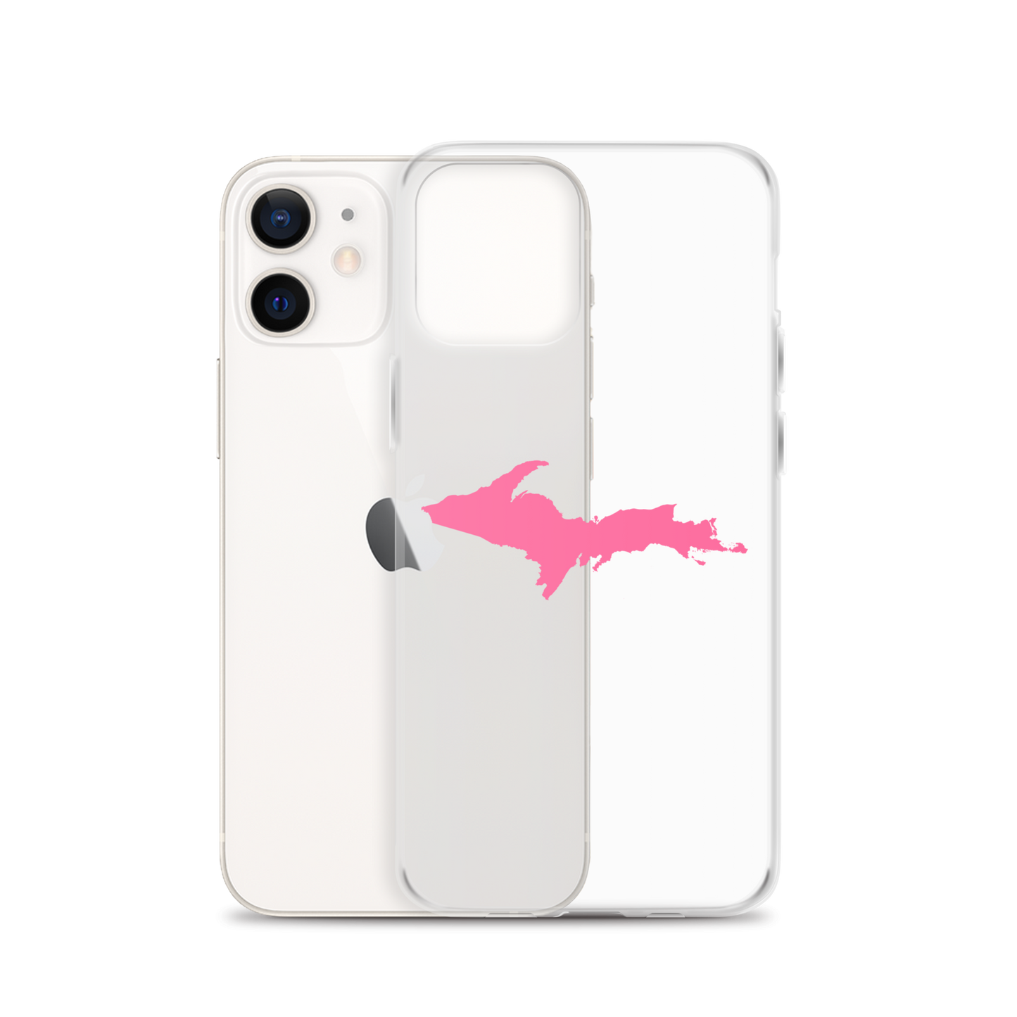 Michigan Upper Peninsula Clear iPhone Case (w/ Pink UP Outline)