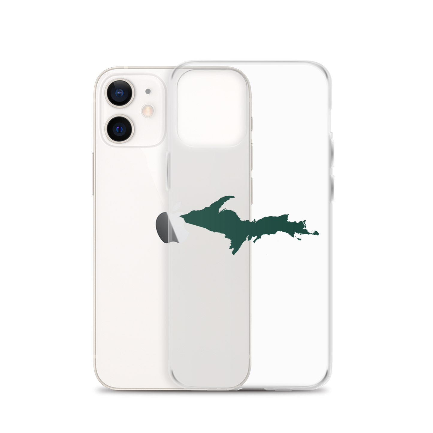 Michigan Upper Peninsula Clear iPhone Case (w/ Green UP Outline)