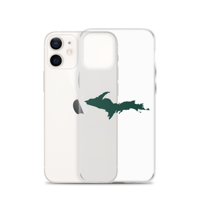 Michigan Upper Peninsula Clear iPhone Case (w/ Green UP Outline)