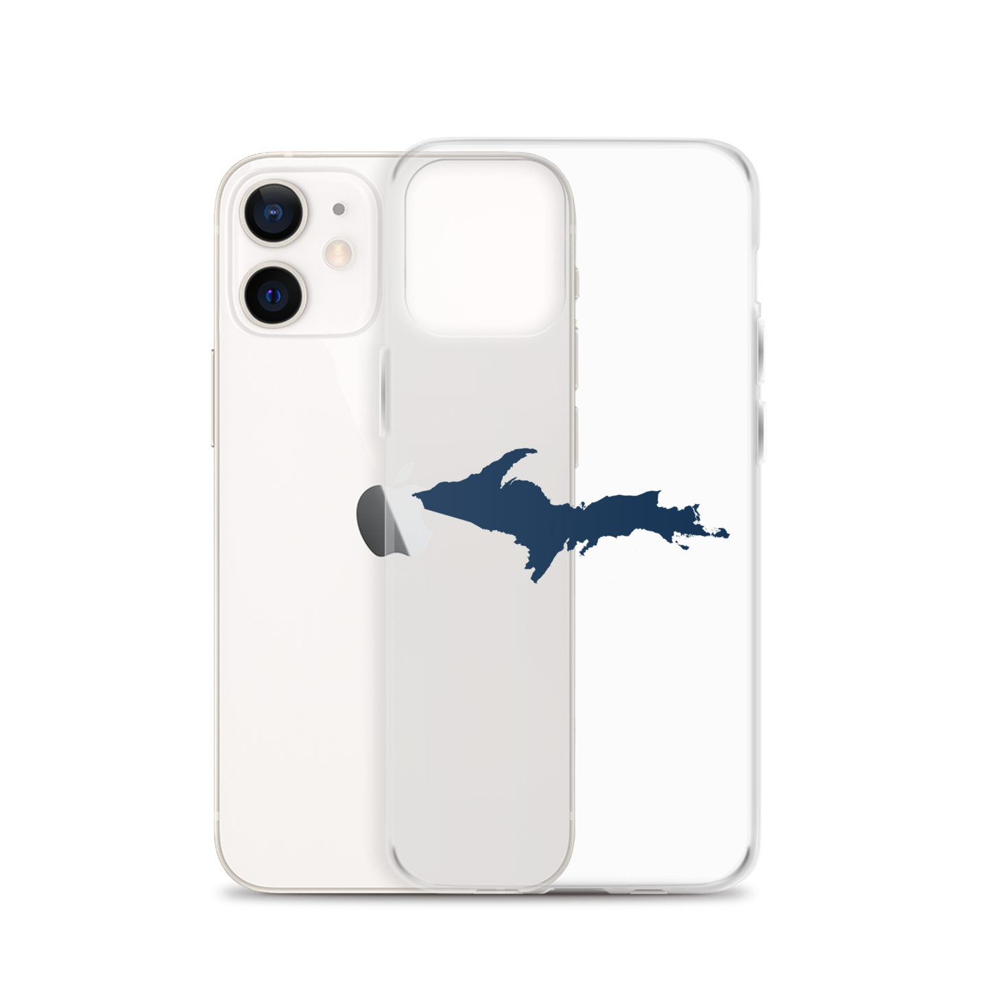 Michigan Upper Peninsula Clear iPhone Case (w/ Navy UP Outline)