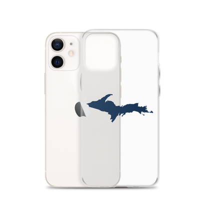 Michigan Upper Peninsula Clear iPhone Case (w/ Navy UP Outline)