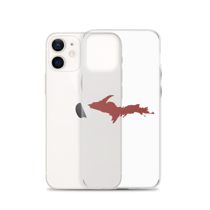 Michigan Upper Peninsula Clear iPhone Case (w/ Ore Dock Red UP Outline)