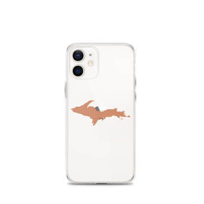 Michigan Upper Peninsula Clear iPhone Case (w/ Copper Color UP Outline)