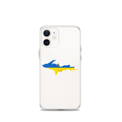 Michigan Upper Peninsula Clear iPhone Case (w/ UP Ukraine Flag Outline)