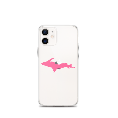 Michigan Upper Peninsula Clear iPhone Case (w/ Pink UP Outline)