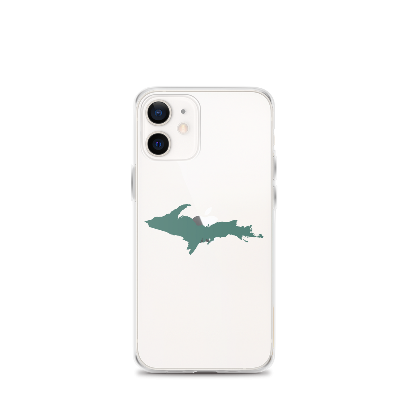 Michigan Upper Peninsula Clear iPhone Case (w/ Copper Green UP Outline)