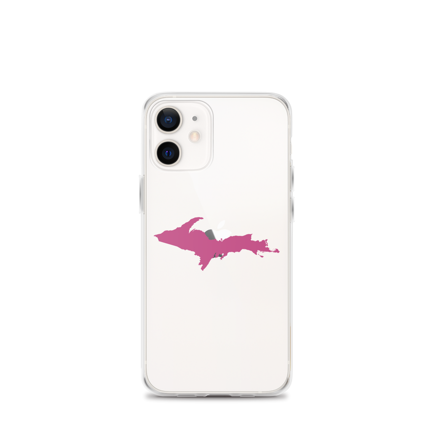 Michigan Upper Peninsula Clear iPhone Case (w/ Apple Blossom Pink UP Outline)