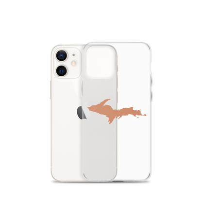 Michigan Upper Peninsula Clear iPhone Case (w/ Copper Color UP Outline)