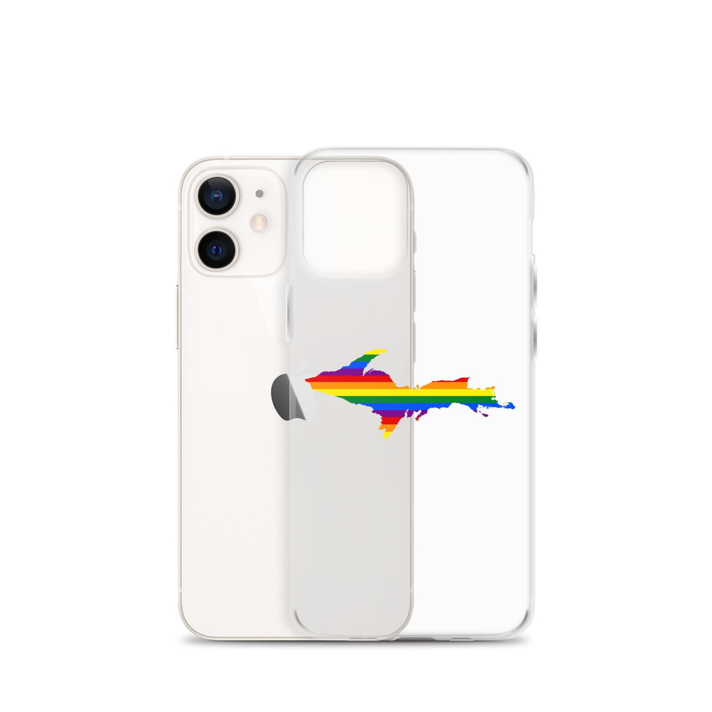 Michigan Upper Peninsula Clear iPhone Case (w/ UP Pride Flag Outline)