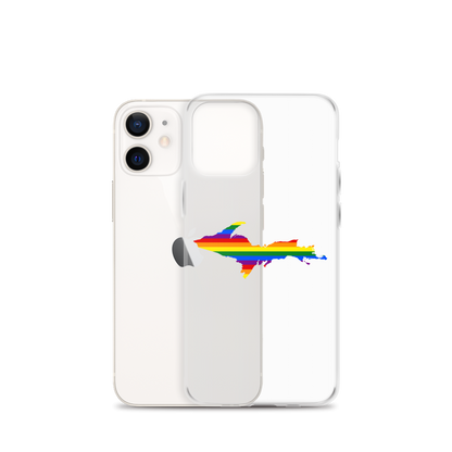 Michigan Upper Peninsula Clear iPhone Case (w/ UP Pride Flag Outline)