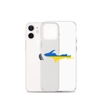 Michigan Upper Peninsula Clear iPhone Case (w/ UP Ukraine Flag Outline)