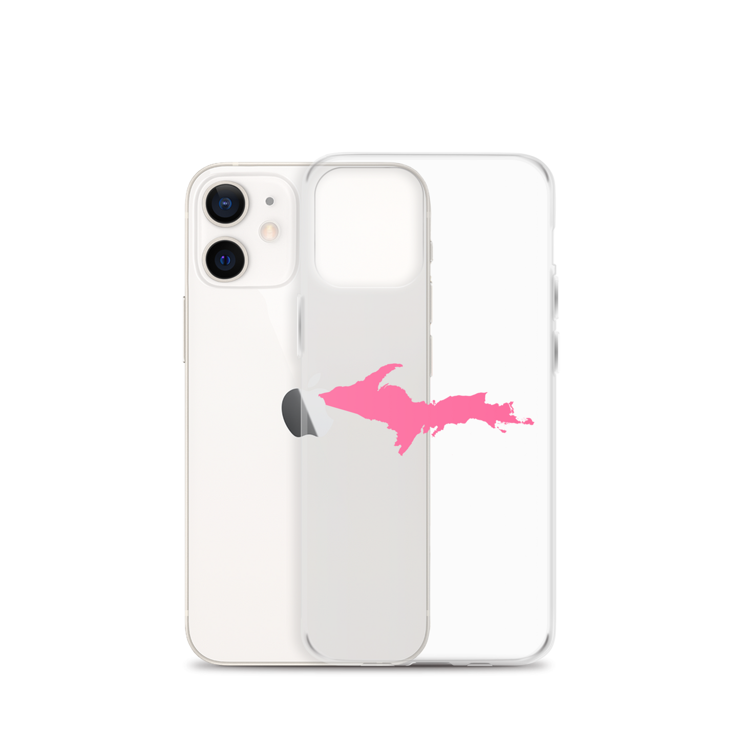 Michigan Upper Peninsula Clear iPhone Case (w/ Pink UP Outline)