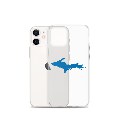 Michigan Upper Peninsula Clear iPhone Case (w/ Azure UP Outline)