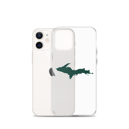 Michigan Upper Peninsula Clear iPhone Case (w/ Green UP Outline)