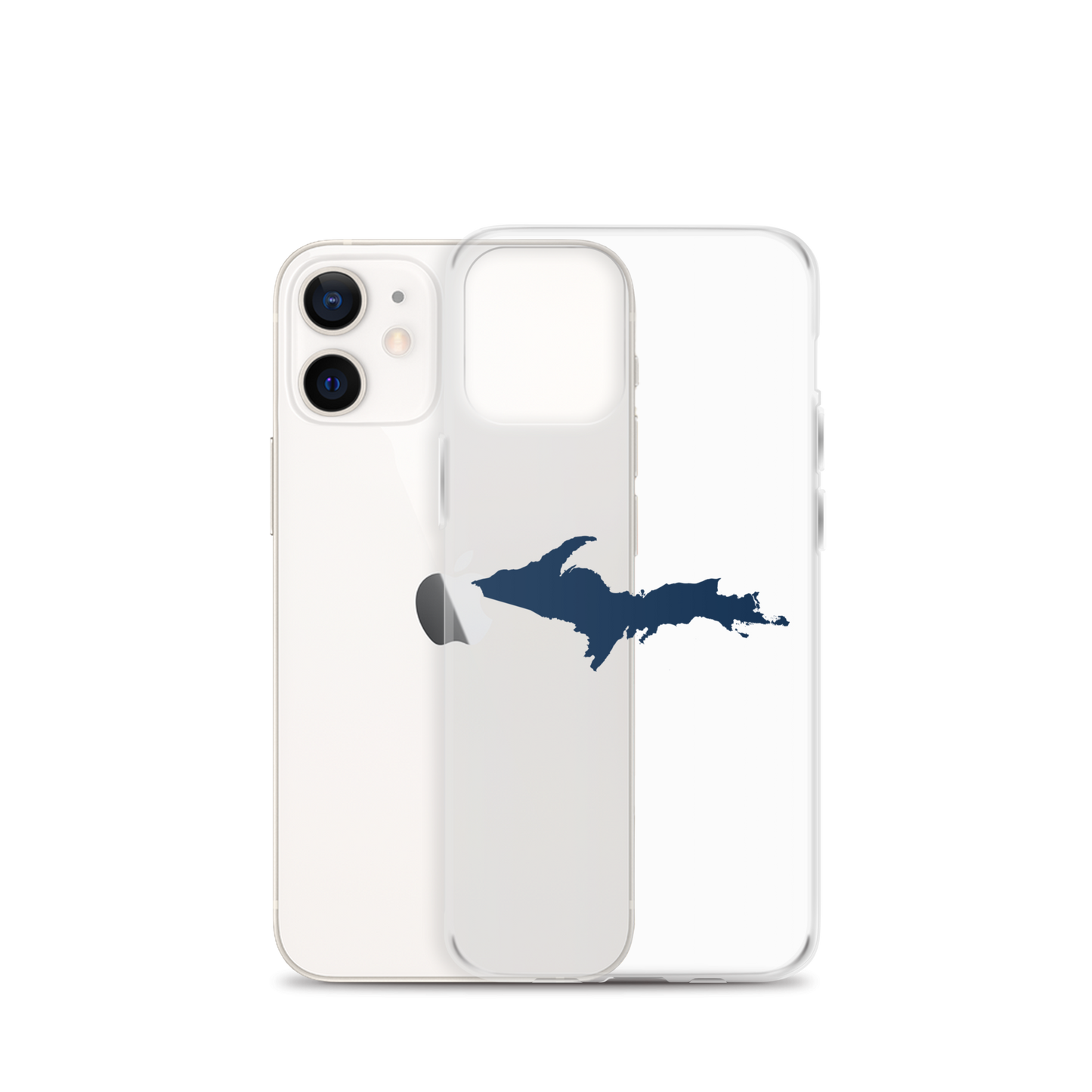 Michigan Upper Peninsula Clear iPhone Case (w/ Navy UP Outline)