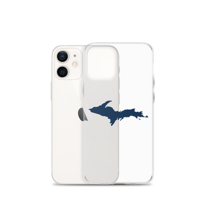 Michigan Upper Peninsula Clear iPhone Case (w/ Navy UP Outline)