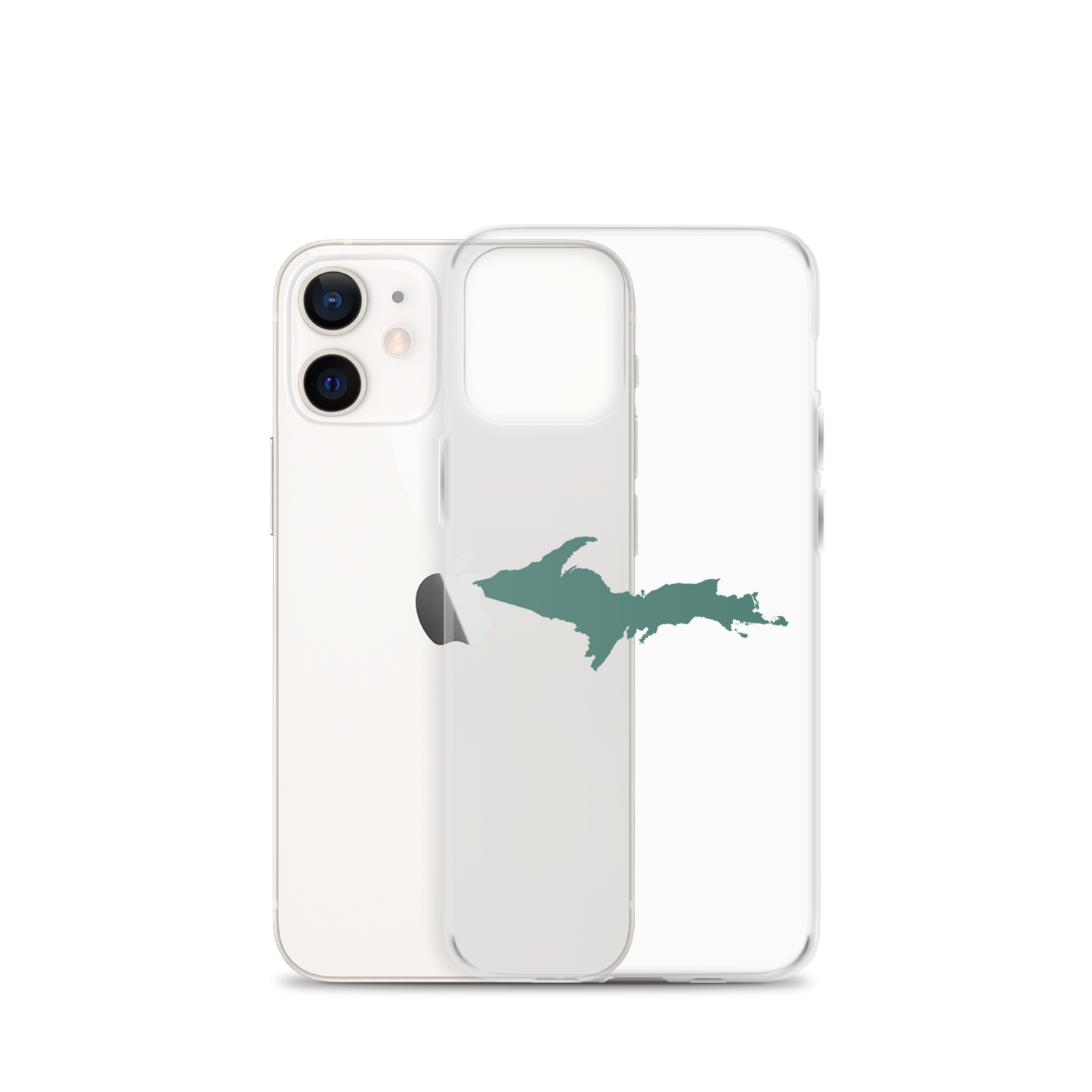 Michigan Upper Peninsula Clear iPhone Case (w/ Copper Green UP Outline)