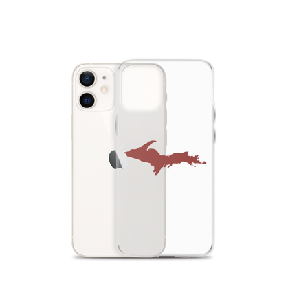 Michigan Upper Peninsula Clear iPhone Case (w/ Ore Dock Red UP Outline)