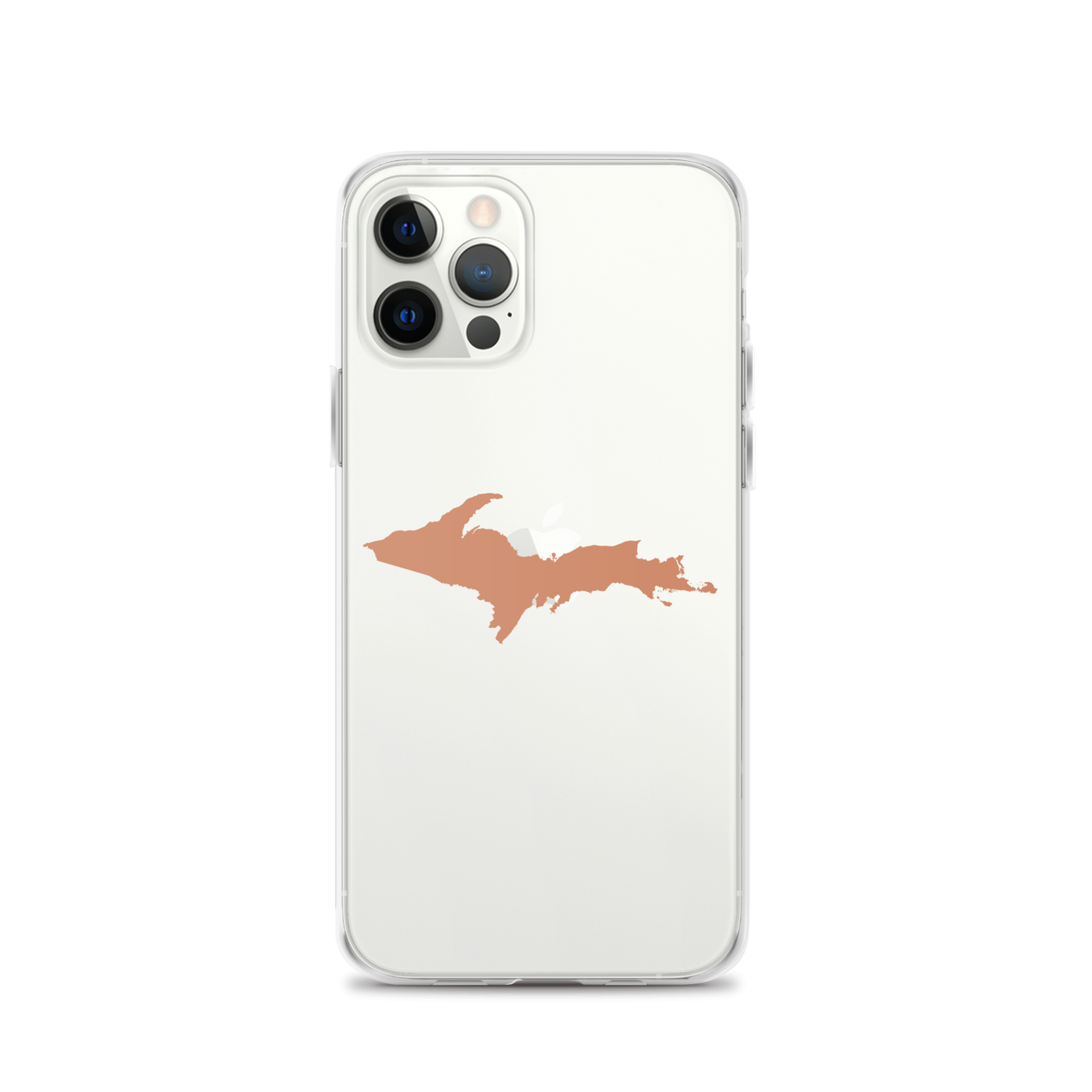 Michigan Upper Peninsula Clear iPhone Case (w/ Copper Color UP Outline)