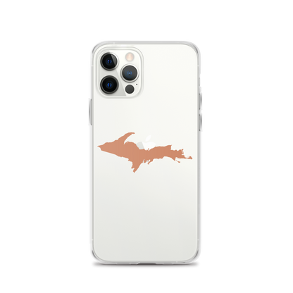 Michigan Upper Peninsula Clear iPhone Case (w/ Copper Color UP Outline)