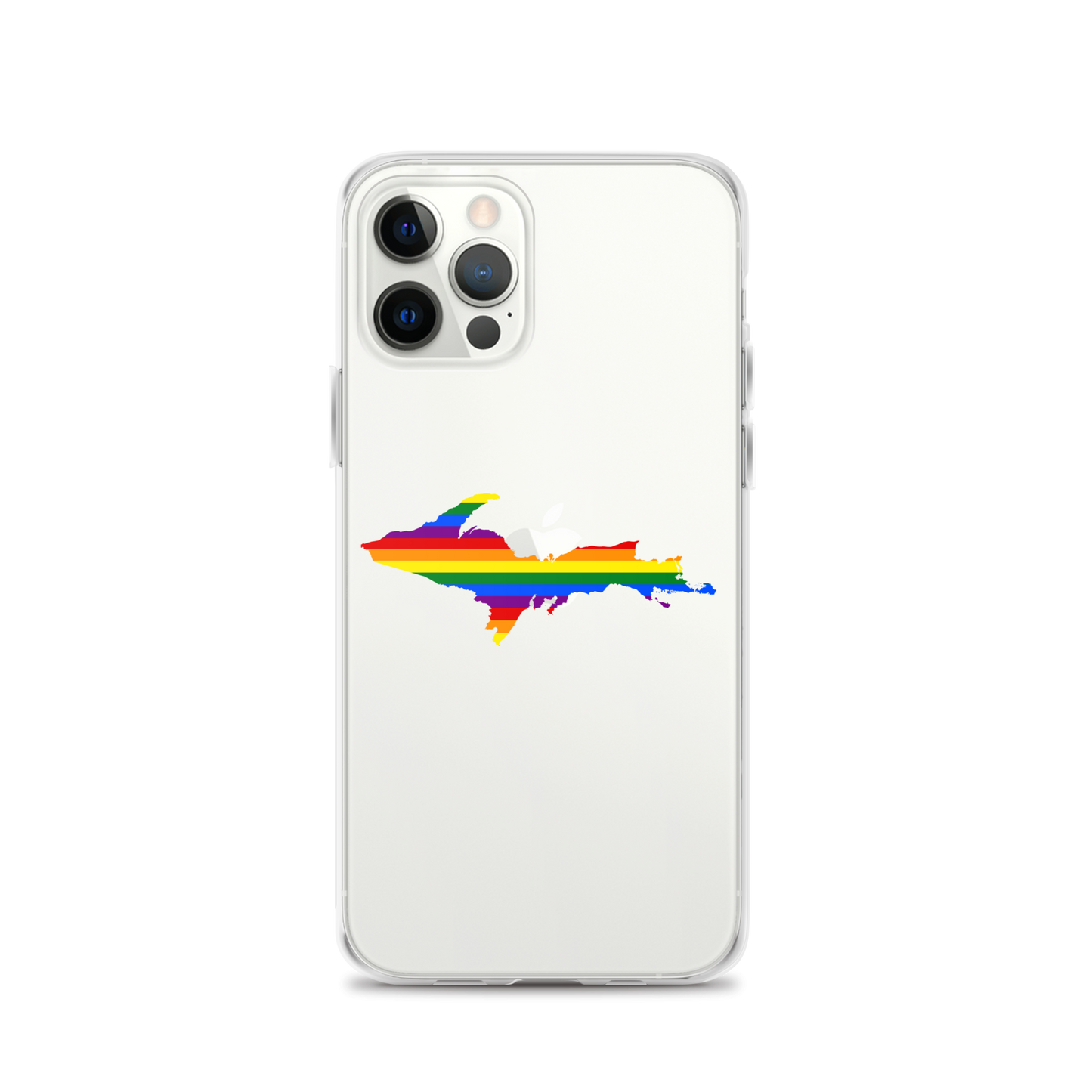 Michigan Upper Peninsula Clear iPhone Case (w/ UP Pride Flag Outline)