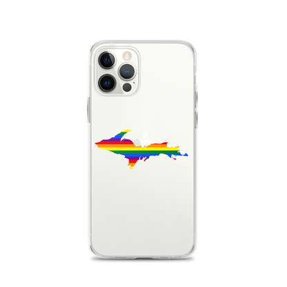 Michigan Upper Peninsula Clear iPhone Case (w/ UP Pride Flag Outline)