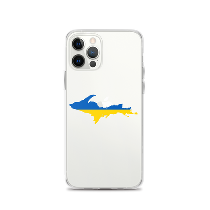 Michigan Upper Peninsula Clear iPhone Case (w/ UP Ukraine Flag Outline)