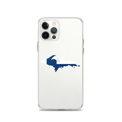 Michigan Upper Peninsula Clear iPhone Case (w/ UP Finland Flag Outline)