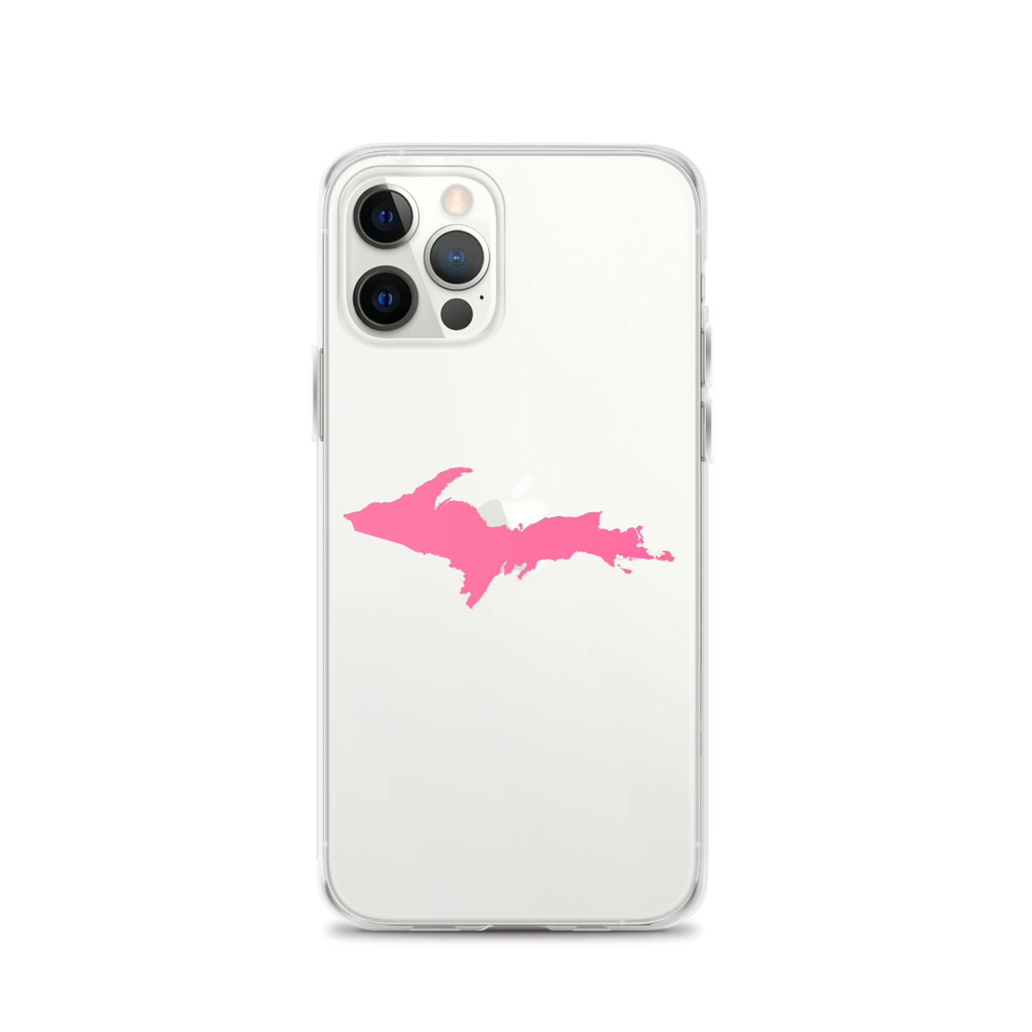 Michigan Upper Peninsula Clear iPhone Case (w/ Pink UP Outline)