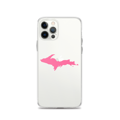 Michigan Upper Peninsula Clear iPhone Case (w/ Pink UP Outline)