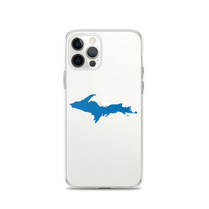 Michigan Upper Peninsula Clear iPhone Case (w/ Azure UP Outline)