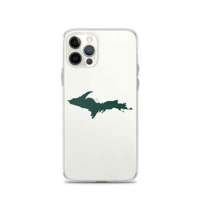 Michigan Upper Peninsula Clear iPhone Case (w/ Green UP Outline)