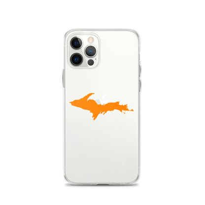 Michigan Upper Peninsula Clear iPhone Case (w/ Orange UP Outline)