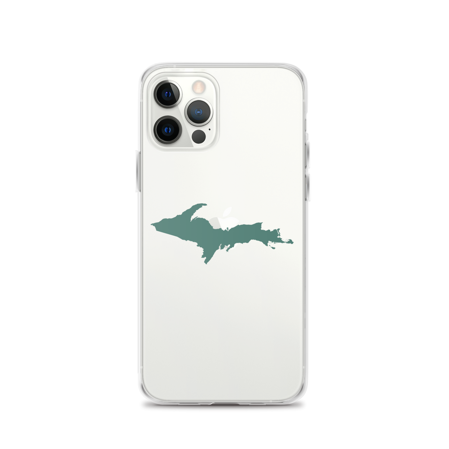 Michigan Upper Peninsula Clear iPhone Case (w/ Copper Green UP Outline)