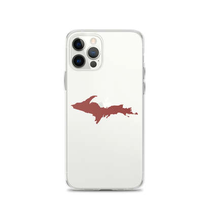 Michigan Upper Peninsula Clear iPhone Case (w/ Ore Dock Red UP Outline)