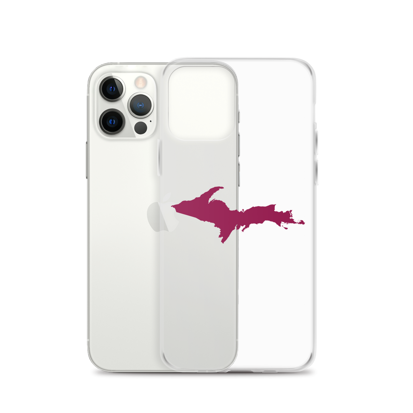 Michigan Upper Peninsula Clear iPhone Case (w/ Ruby Red UP Outline)