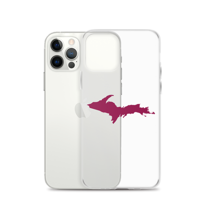 Michigan Upper Peninsula Clear iPhone Case (w/ Ruby Red UP Outline)