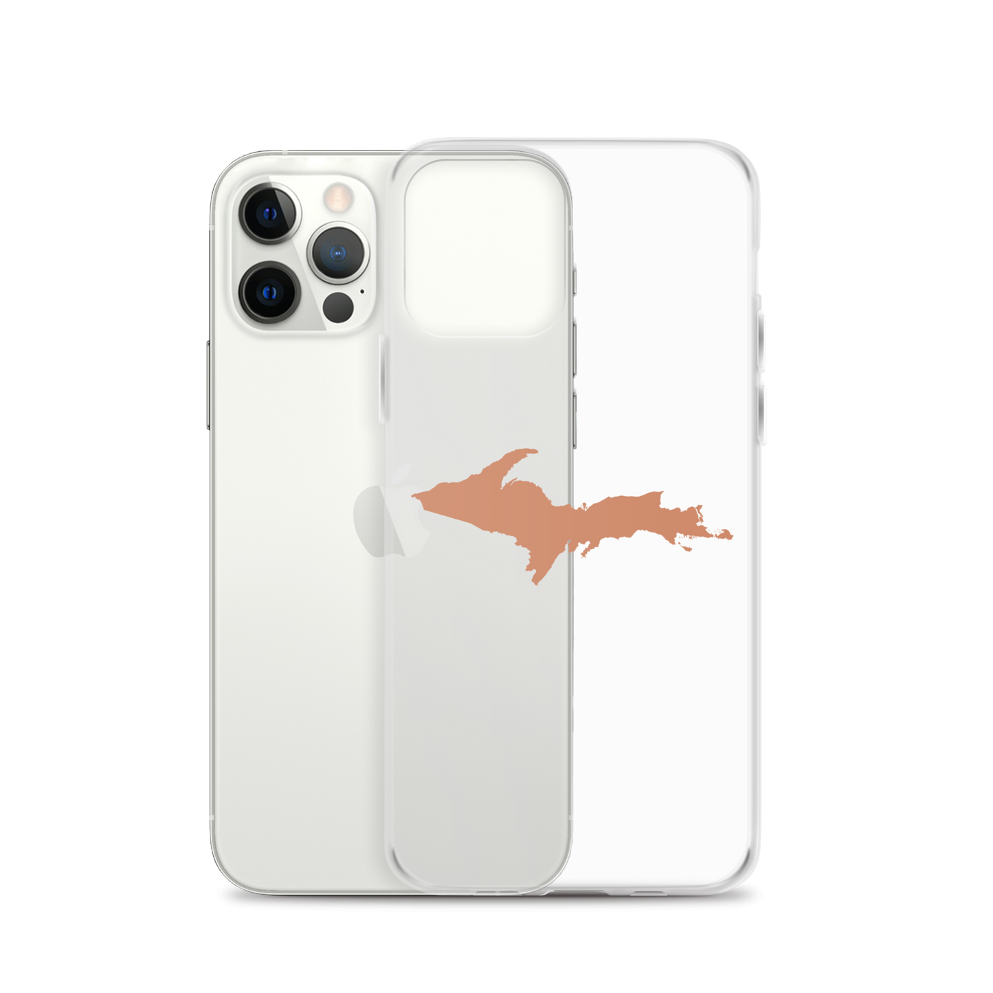 Michigan Upper Peninsula Clear iPhone Case (w/ Copper Color UP Outline)