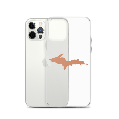 Michigan Upper Peninsula Clear iPhone Case (w/ Copper Color UP Outline)