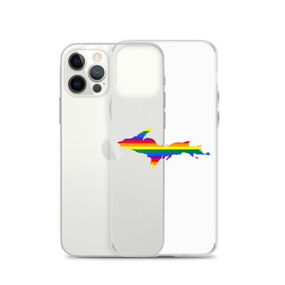 Michigan Upper Peninsula Clear iPhone Case (w/ UP Pride Flag Outline)