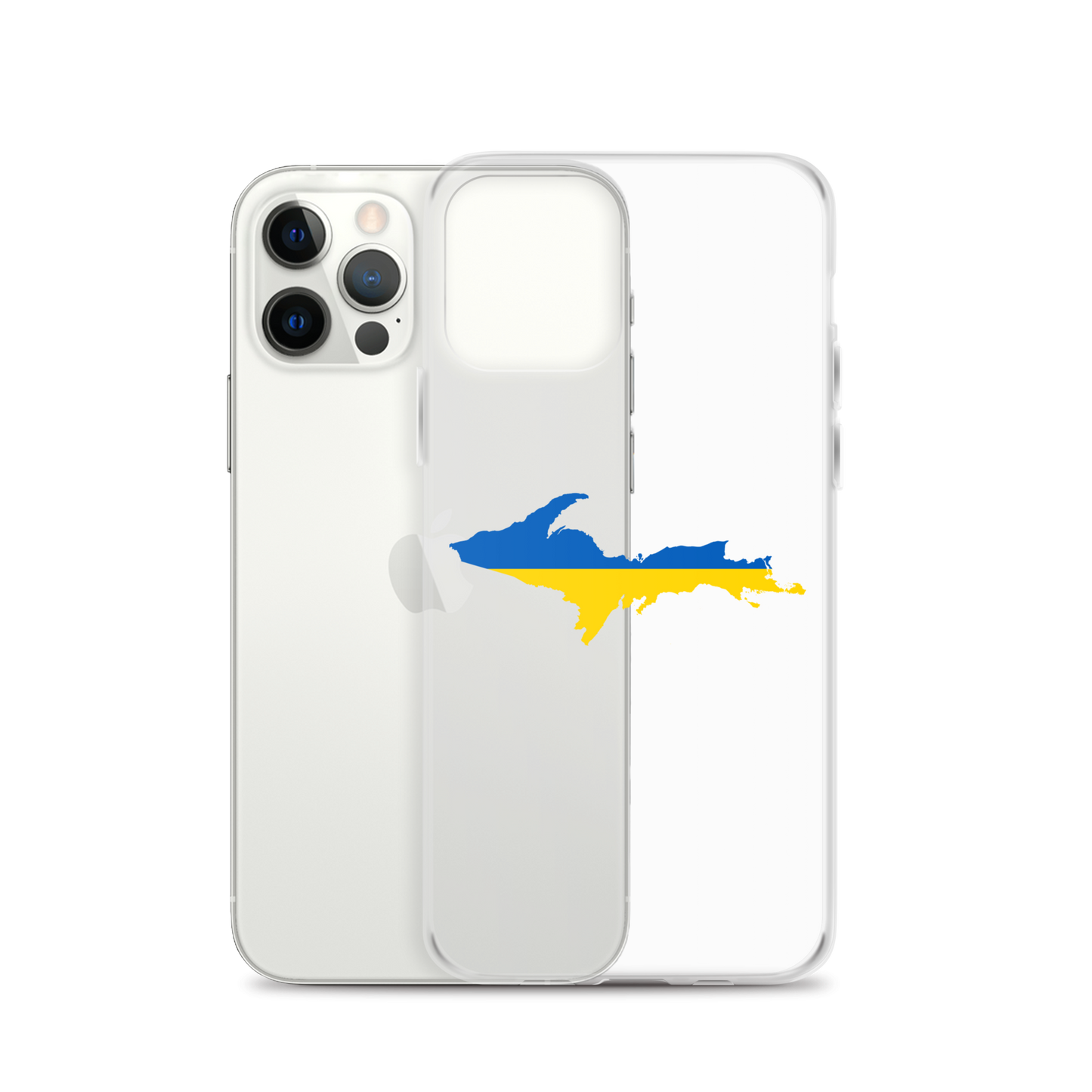 Michigan Upper Peninsula Clear iPhone Case (w/ UP Ukraine Flag Outline)