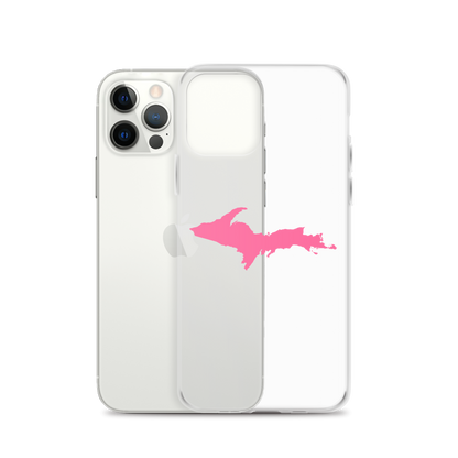 Michigan Upper Peninsula Clear iPhone Case (w/ Pink UP Outline)