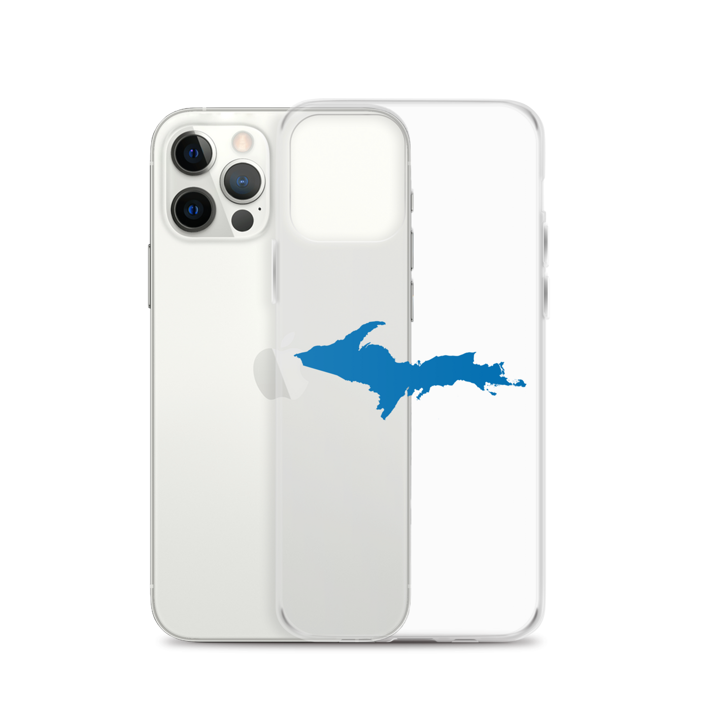 Michigan Upper Peninsula Clear iPhone Case (w/ Azure UP Outline)