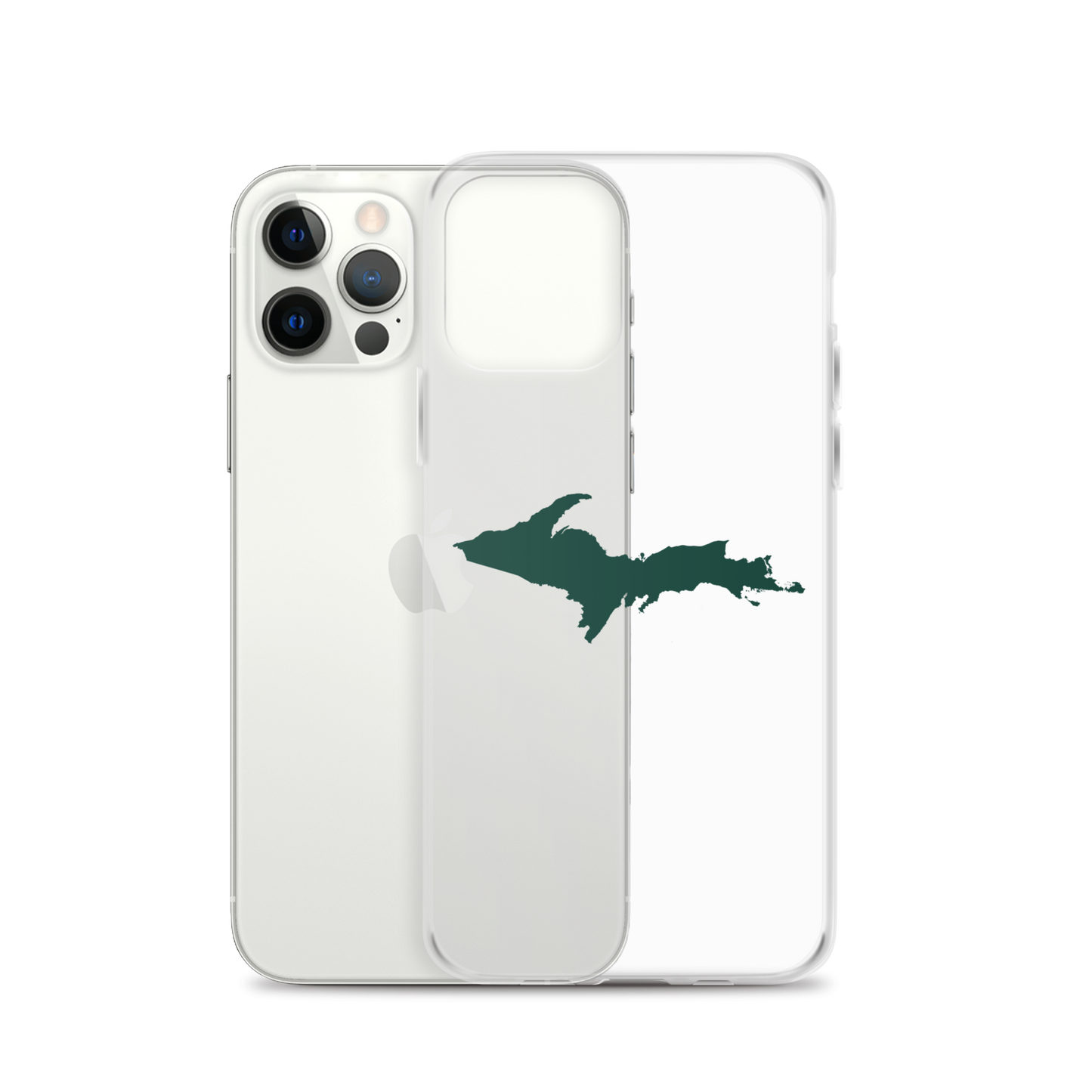 Michigan Upper Peninsula Clear iPhone Case (w/ Green UP Outline)