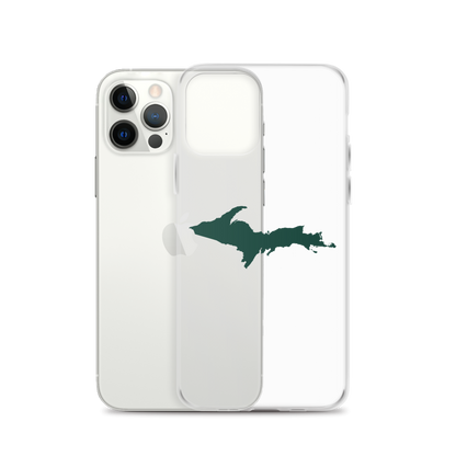 Michigan Upper Peninsula Clear iPhone Case (w/ Green UP Outline)