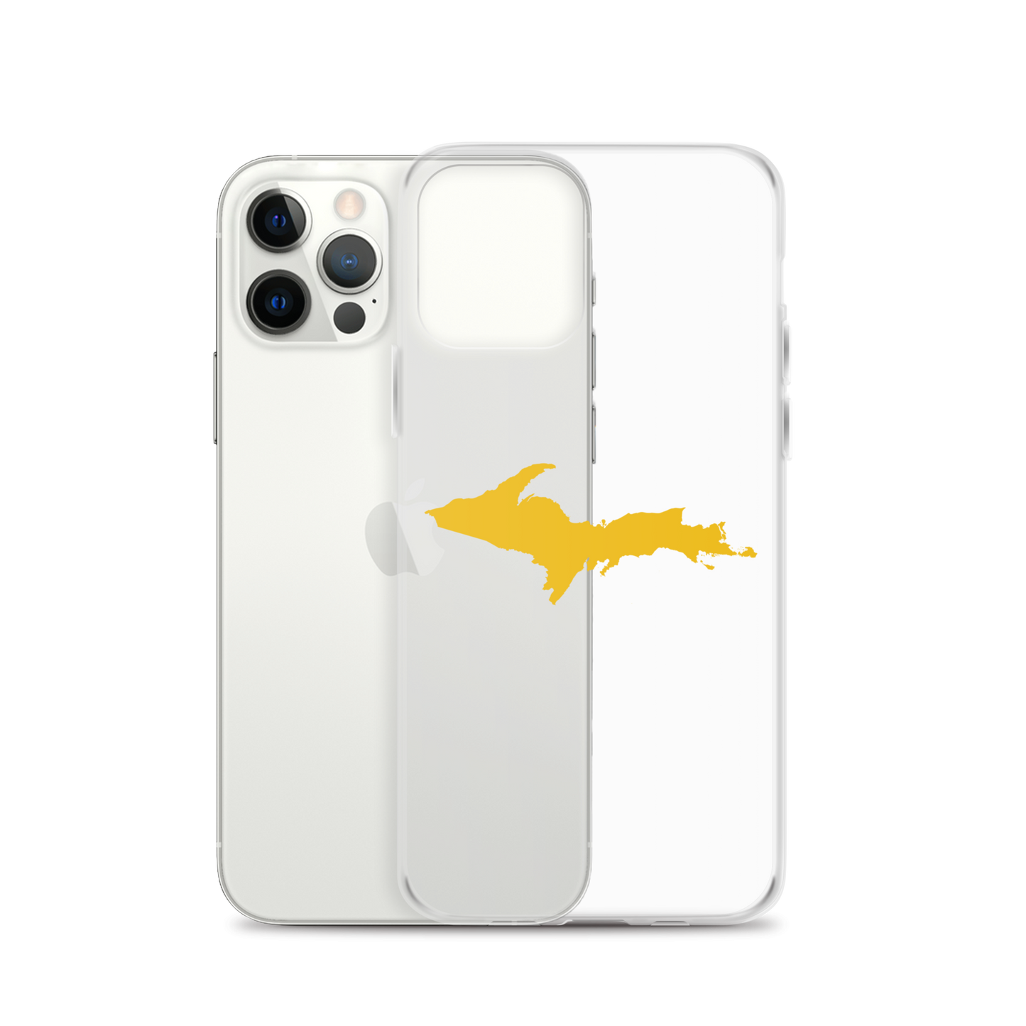 Michigan Upper Peninsula Clear iPhone Case (w/ Gold UP Outline)