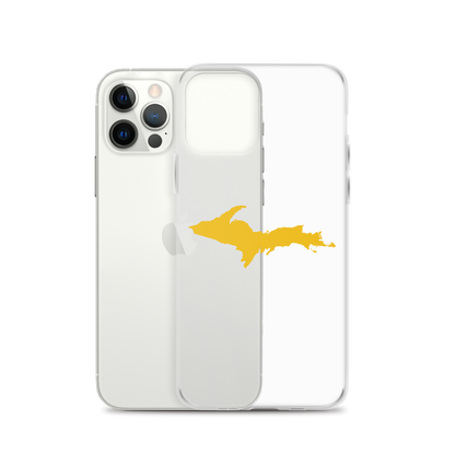 Michigan Upper Peninsula Clear iPhone Case (w/ Gold UP Outline)