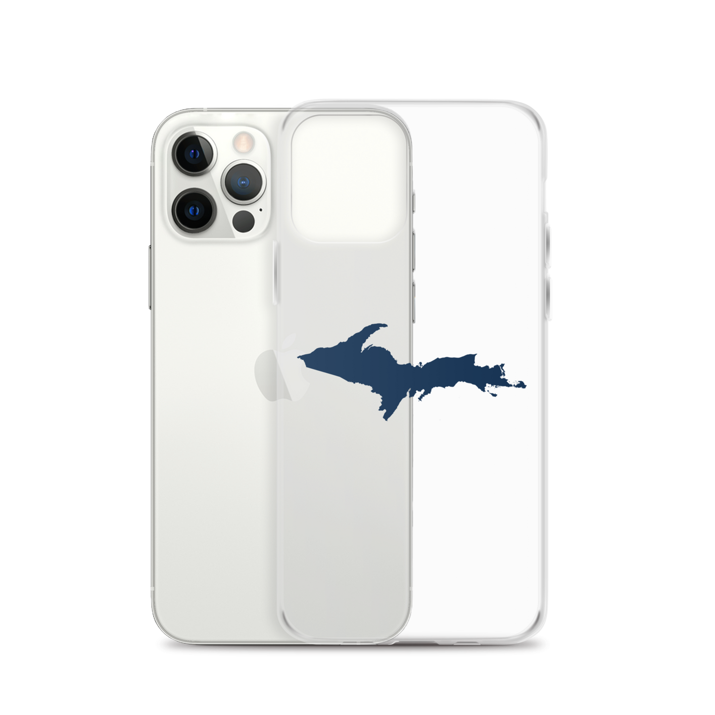 Michigan Upper Peninsula Clear iPhone Case (w/ Navy UP Outline)