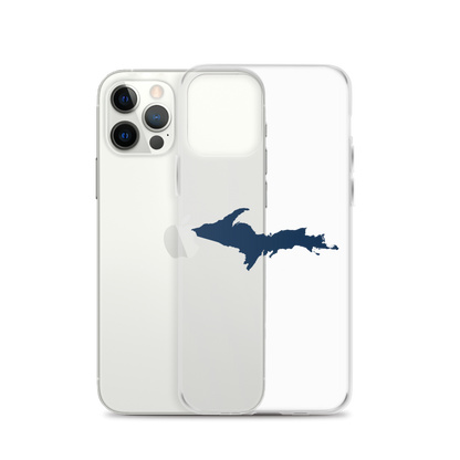 Michigan Upper Peninsula Clear iPhone Case (w/ Navy UP Outline)